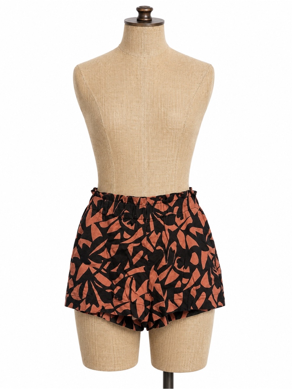 a new day Rust & Black Abstract Print Elastic-Waist Athletic Shorts